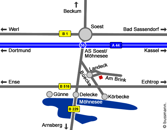 Anfahrt Gregor Schulte, Möhnesee-Büecke